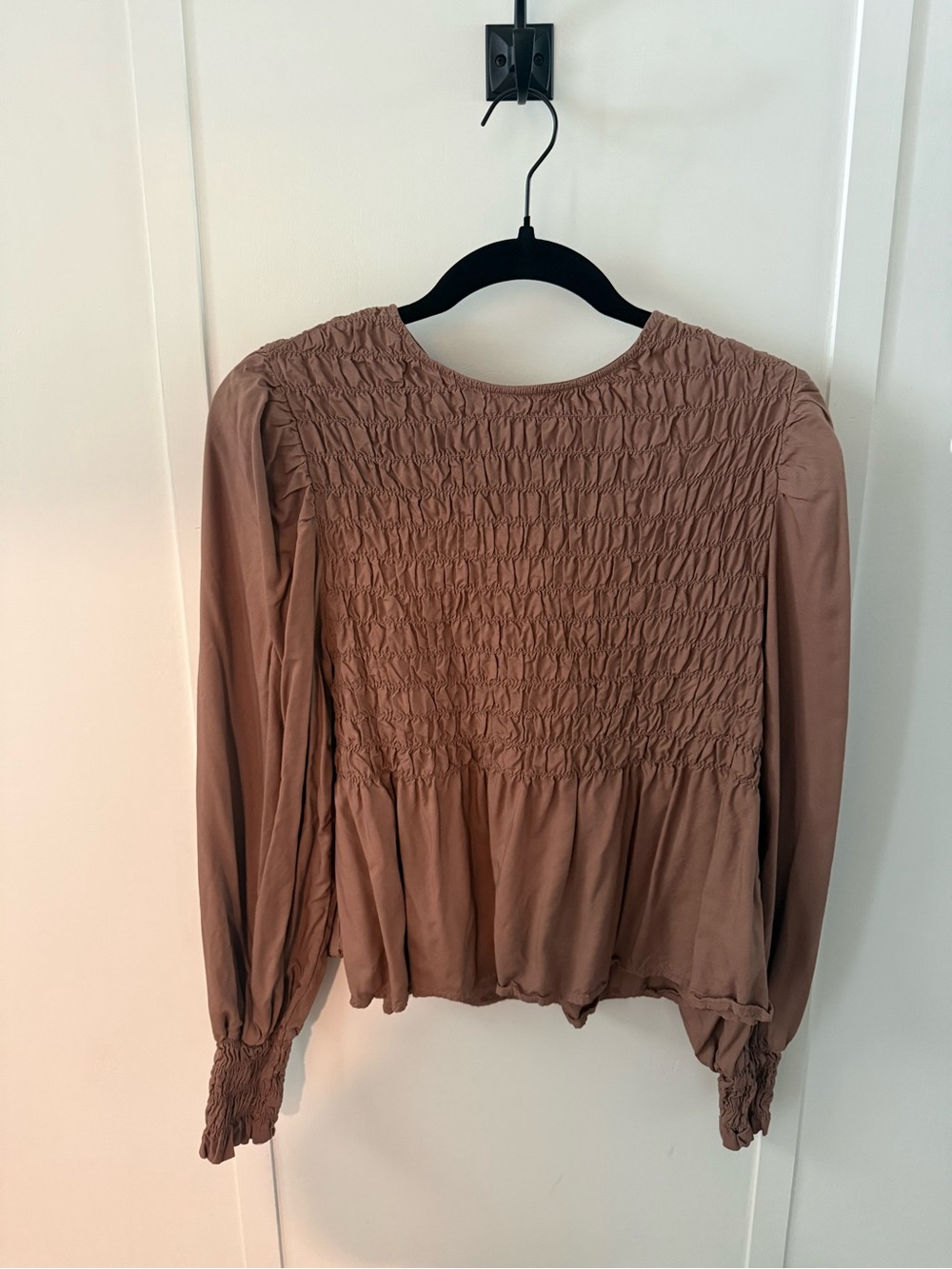 a new day Mauve Smocked Peplum Blouse